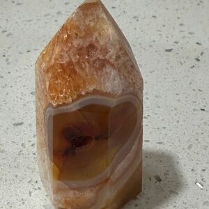 Carnelian / Natural Agate Crystal Point - Brown and Cream